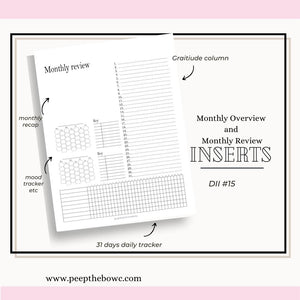 DII- 15 -  Monthly overview and Monthly review pages (Digital Inserts Individual)