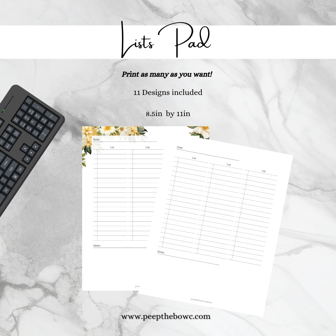 List Pad - Printable