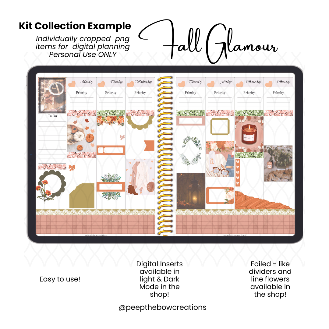 Fall Glamour Digital Weekly & Journal Planner Kit