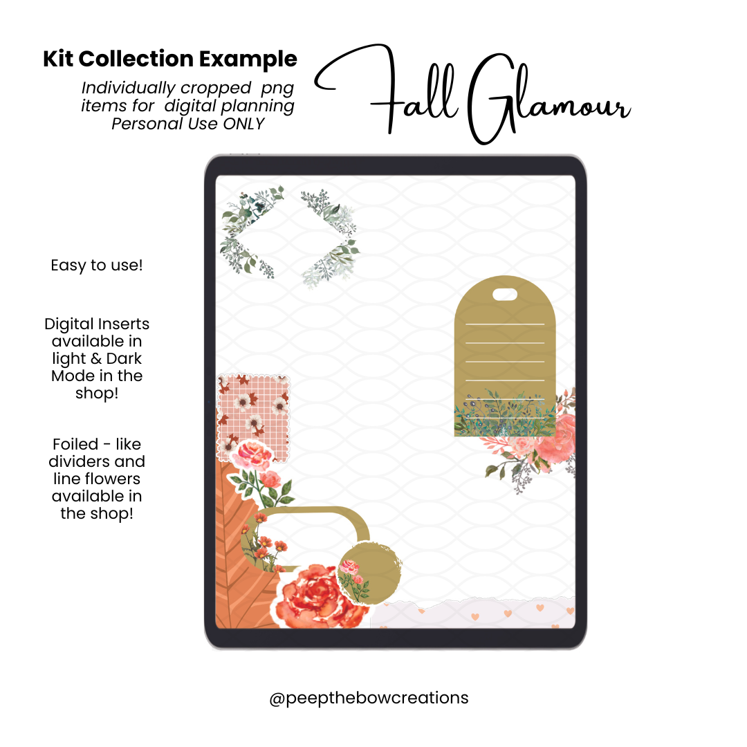 Fall Glamour Digital Weekly & Journal Planner Kit