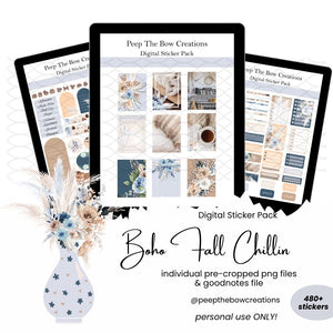 Boho Fall Chillin Digital Sticker Pack