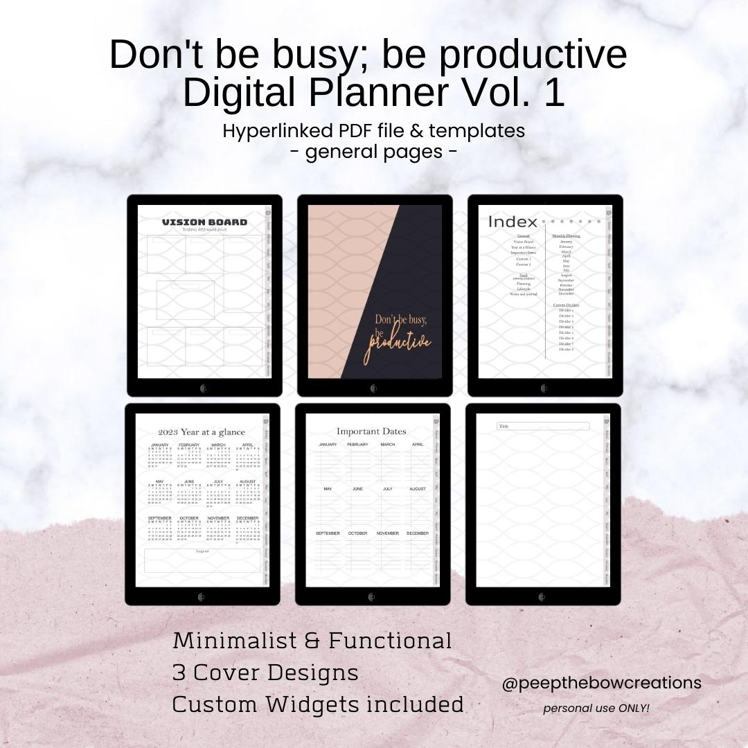 Don't by busy; be productive Digital Planner V1