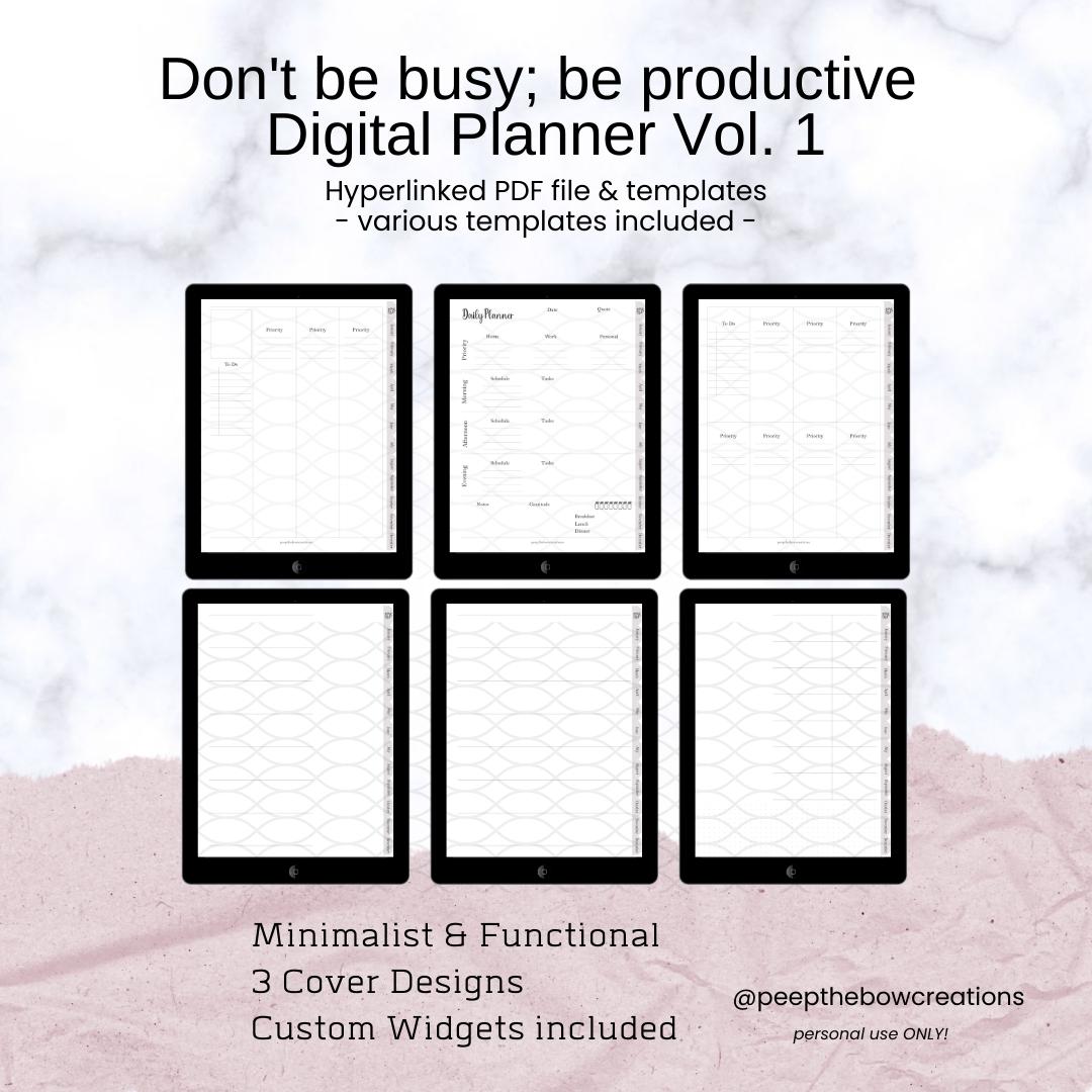 Don't by busy; be productive Digital Planner V1