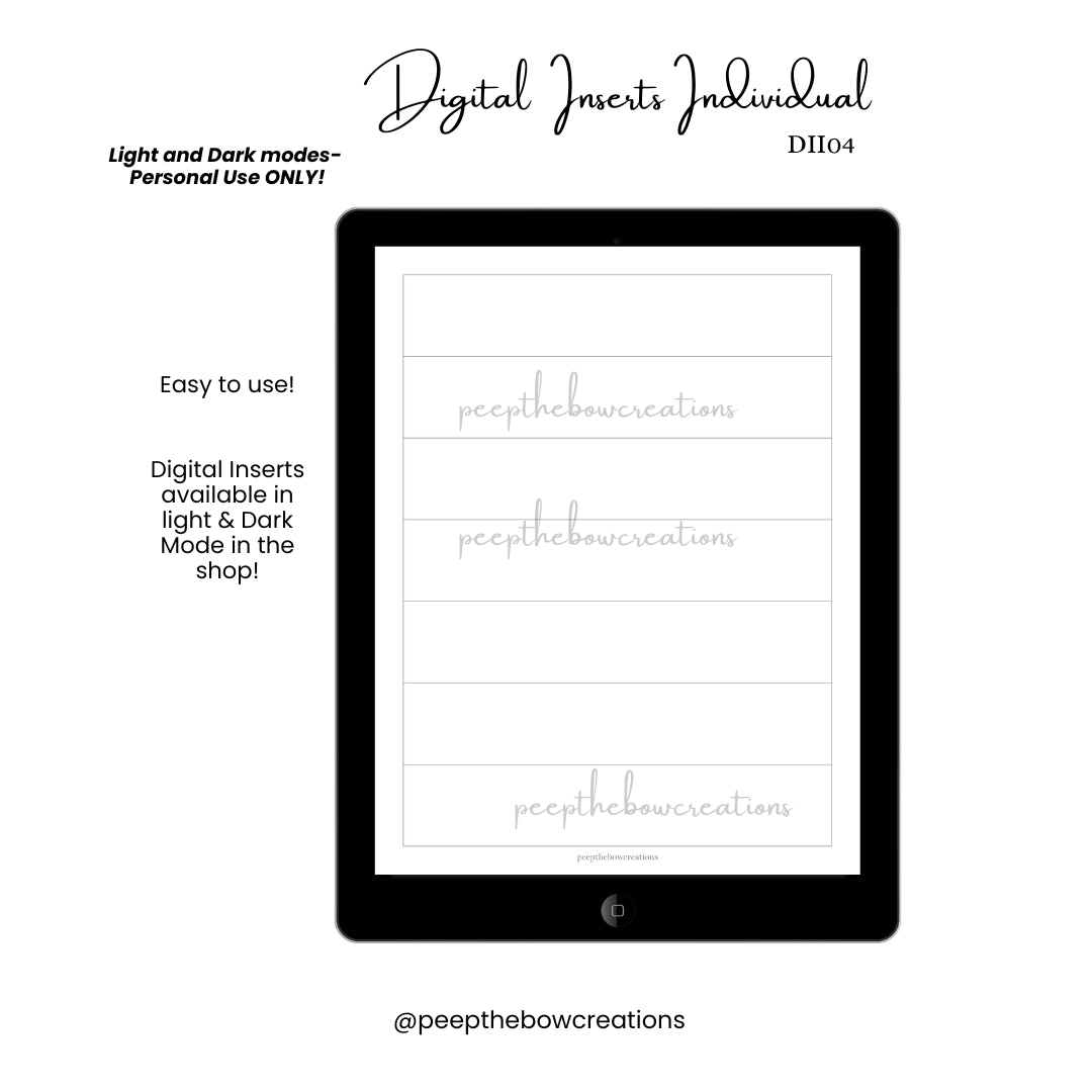 DII04 - Weekly View Horizontal (Digital Inserts Individual)