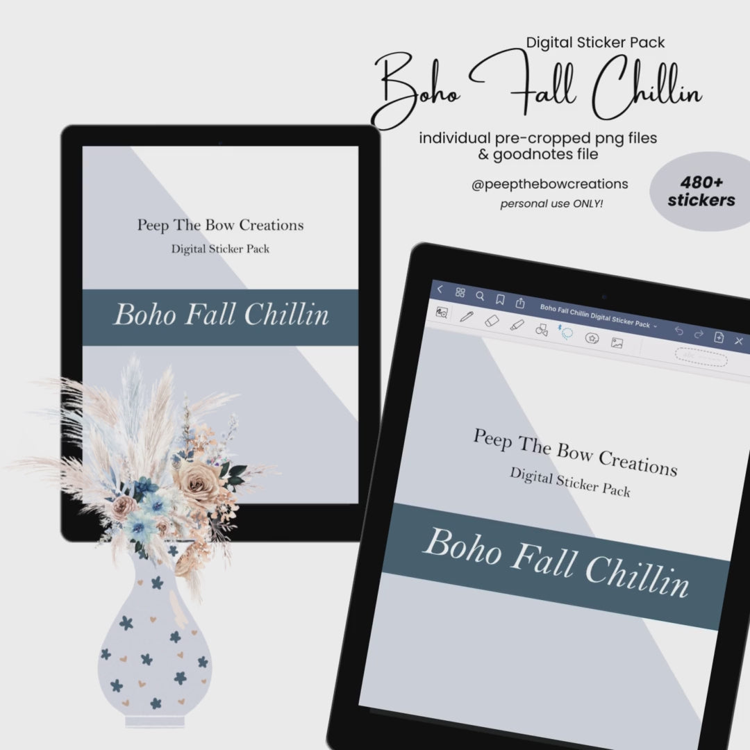 Boho Fall Chillin Digital Sticker Pack